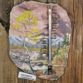 Lämpömittari syksyinen lapin kivimurskamaisema 18x14cm KU