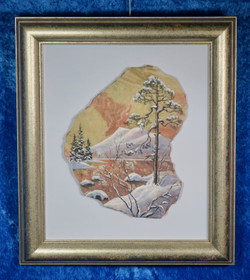 Kivimurskataulu Talvipäivä lapin maisema tunturit, järvi, mänty EBB