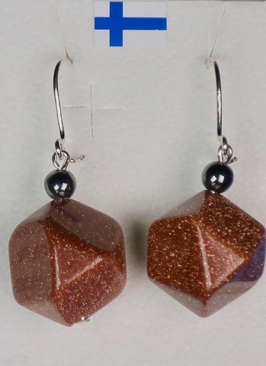 Korvakorut aventuriini kultavirta kulmikas, hematiitti 