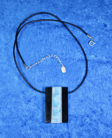 Riipus larimar, nauhassa 925-hopealukko, 44-49cm