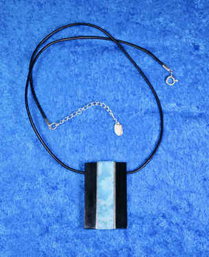 Riipus larimar, nauhassa 925-hopealukko, 44-49cm