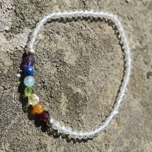 Rannekoru chakrakivet ja vuorikide, sirot 3-4mm viistehiotut kivet