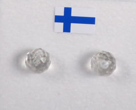 Nappikorvakorut vuorikide viistehiottu kirkas väritön 6mm 