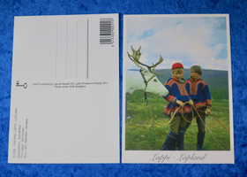 Postikortti Saamelaiset pojat ja valkoinen poro