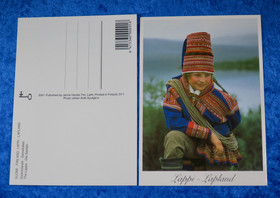 Postikortti Saamelaiset poika ja suopunki