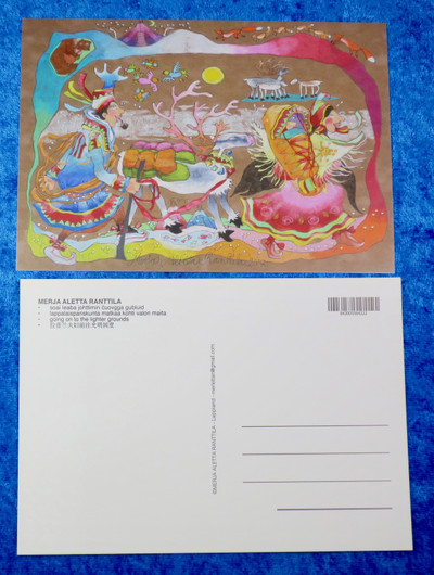 Postikortti Lappalaispariskunta matkaa kohti valon maita nro1