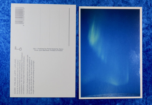 Postikortti sininen hetki,  revontulet