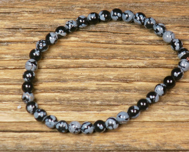 Rannekoru lumihiutaleobsidiaani 4mm, 13cm lasten koko, kids