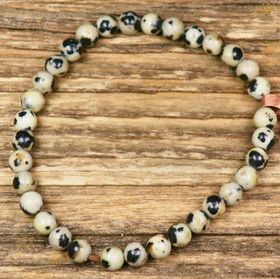 Rannekoru dalmatianjaspis 4mm, lasten koko, kids 