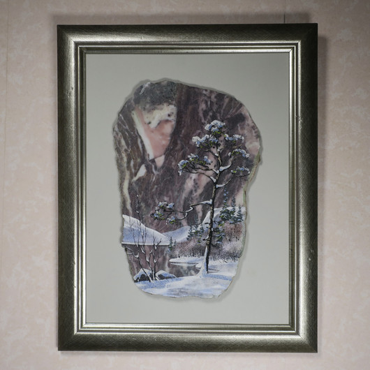 Kivimurskataulu talvimaisema lapissa, mänty TMM