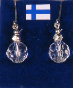 Korvakorut kirkas viistehiottu lasi 925-hopea koristein