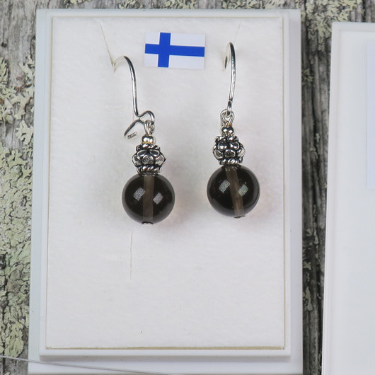 Korvakorut savukvartsi 8mm, hopeakoristein  BB