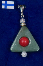 Riipus aventuriinikolmio, koralli, ice-jää, zirkonikoristein 