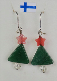 Korvakorut aventuriini kolmio, kvartsiitti tähti latvassa 4mm vuorikide