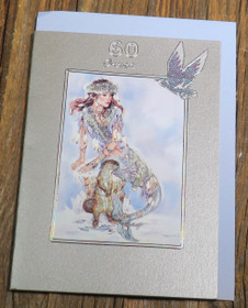 Postikortti 60v onnea, merenneito ja saukko nro m60b