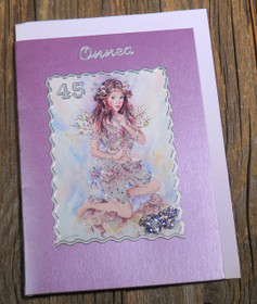 Postikortti 45v onnea, lumikeiju nro k451