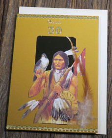 Postikortti 30v onnea, intiaani ja haukka 3D-kortti nro i30a