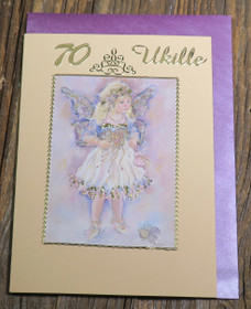 Postikortti 70v ukille. Lumikeiju ja onnenkivet nro k70b