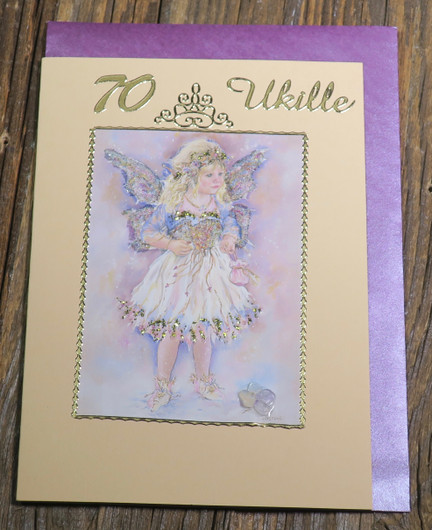 Postikortti 70v ukille. Lumikeiju ja onnenkivet nro k70b