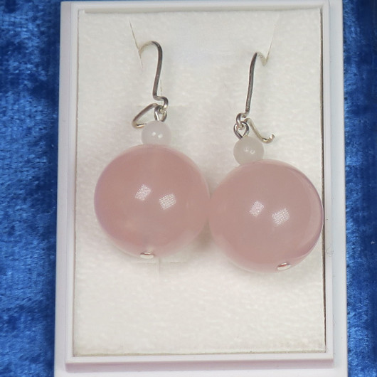 Korvakorut ruusukvartsi kookas 16mm Rose4