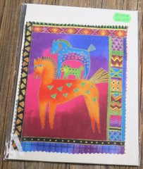Postikortti hevoset oranssi ja turkoosi, iso kortti pk206