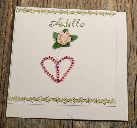 Postikortti Äidille, helmisydän ja kukka nro säi1