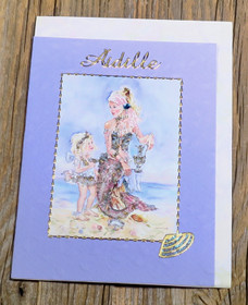 Postikortti Äidille, merenneito ja lapsikeiju rannalla nro mäi3