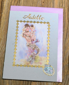 Postikortti Äidille, merenneito ja lapsimerenneito rannalla nro mäi2