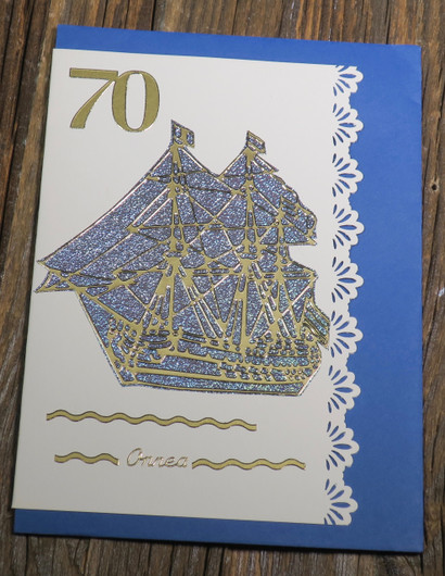 Postikortti purjelaiva 70v onnea nro L70a