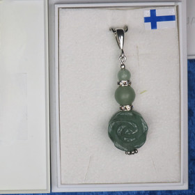 Riipus aventuriini ruusu vihreä zirkonikoristein