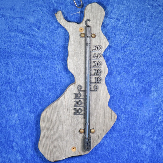 Lämpömittari Suomen mallinen, puuta, korkeus 32cm