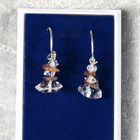 Korvakorut Herkimer kaksikärkinen vuorikide 3x ja aurinkokivi 2x