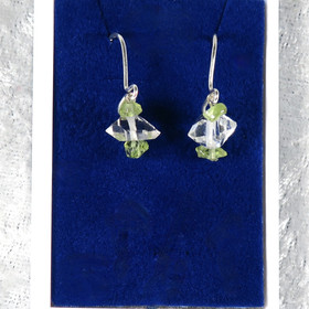 Korvakorut Herkimer kaksikärkinen vuorikide ja 2x peridootti