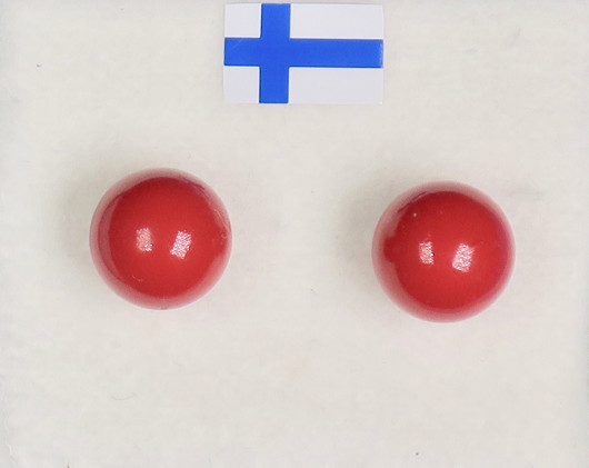 Nappikorvakorut helmiäinen joulunpunainen 8mm puolukka