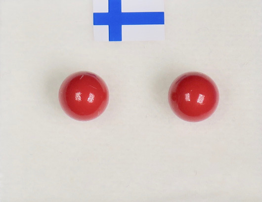 Nappikorvakorut helmiäinen joulunpunainen 6mm puolukka