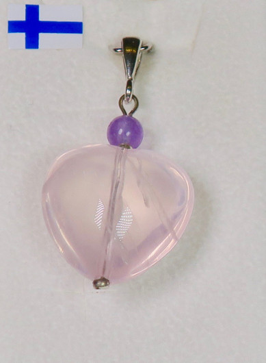 Riipus ruusukvartsisydän ja ametisti 