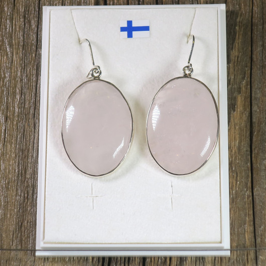 Korvakorut ruusukvartsi kookkaat 22x30mm