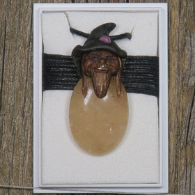 Riipus keltainen aventuriini ovaali piksihahmo rubiini hatussa pi8