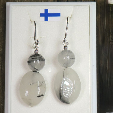 Korvakorut turmaliinikvartsi, litteä 17x7x6mm ja 8mm pyöreä