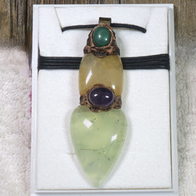 Riipus prehniitti keltainen kvartsi ametisti malakiitti RIA