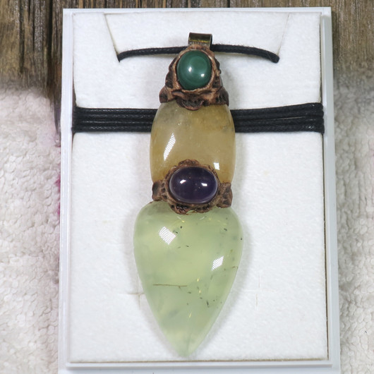 Riipus prehniitti keltainen kvartsi ametisti malakiitti RIA