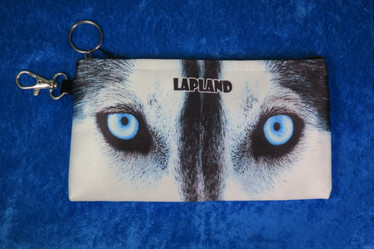 Kynäkotelo, pussukka Huskyn silmät Finland Lapland 9x17cm