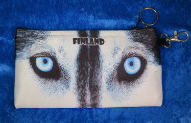 Kynäkotelo, pussukka Huskyn silmät Finland Lapland 9x17cm