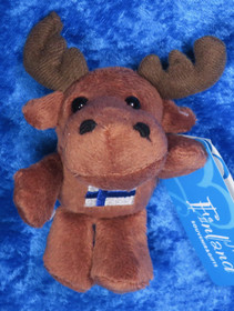 Magneetti-pehmolelu hirvi  punaruskea, Suomen lippu