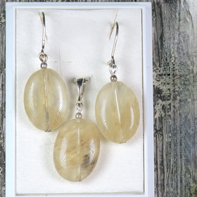 Korusetti sitriini korvakorut ja riipus SET1