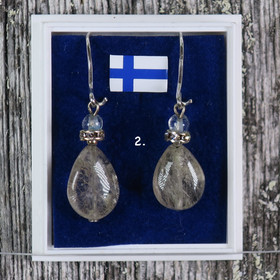 Korvakorut rutiilikvartsi, akvamariini, zirkonikoristein PISARA