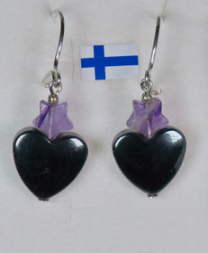 Korvakorut hematiittisydän 12mm ja ametistitähti