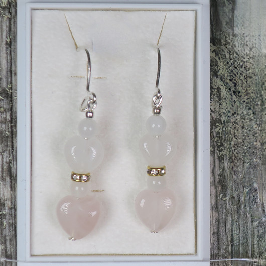 Korvakorut ruusukvartsisydämet sy2z