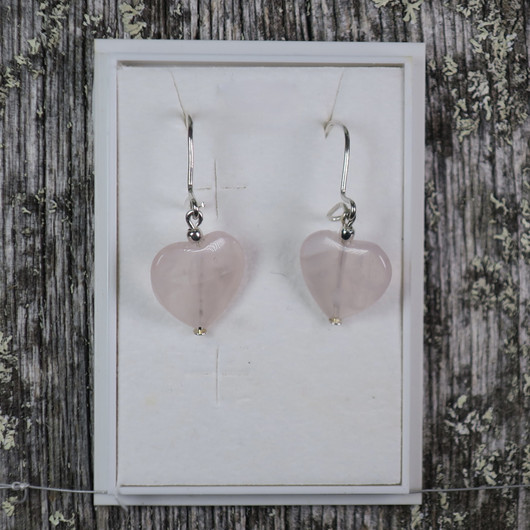 Korvakorut ruusukvartsisydän 12mm M