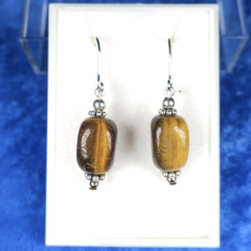 Korvakorut tiikerinsilmä kulmikas hopeakoristein TIKU2